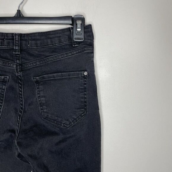 MANGO Denim Jeans Women 2 Black Corset-Tie Raw Hem Detail Slim MNG - Picture 7 of 14